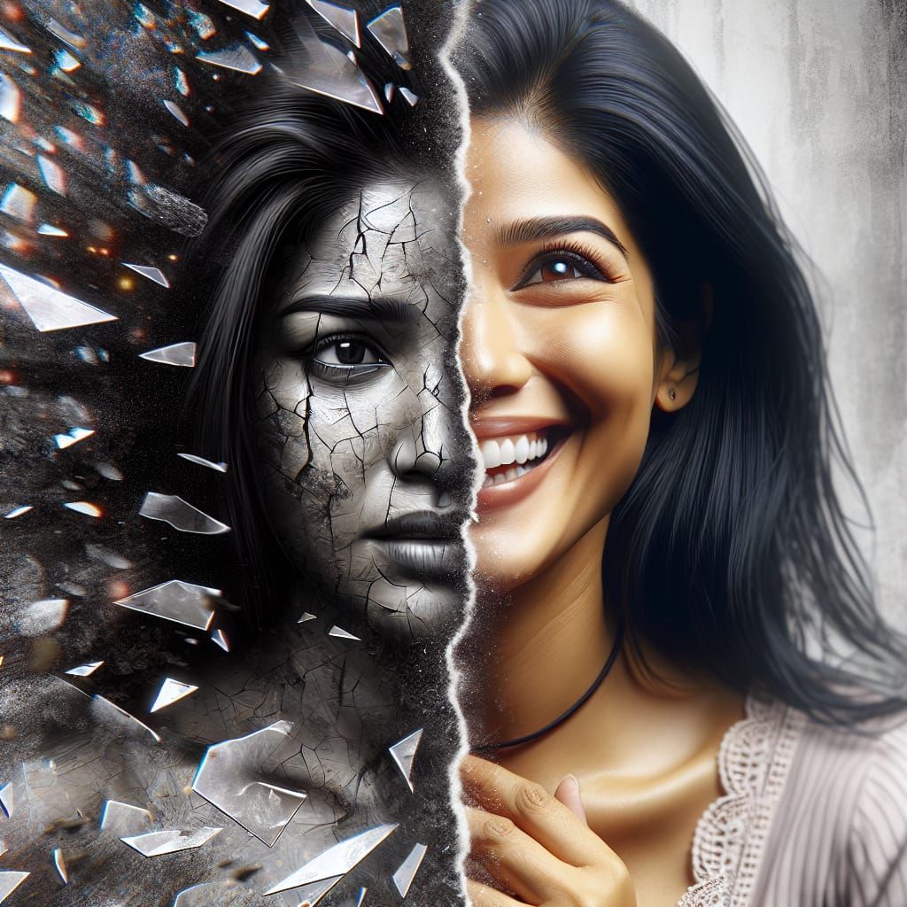 South Asian Woman Overcoming Depression: Concept Art