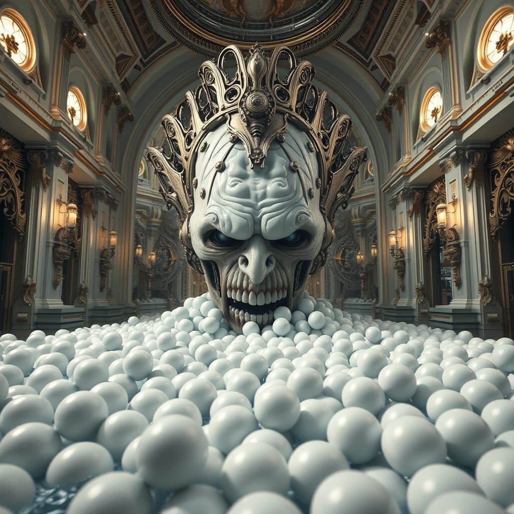 Grotesque Face Emerges in Baroque Sci-Fi Style