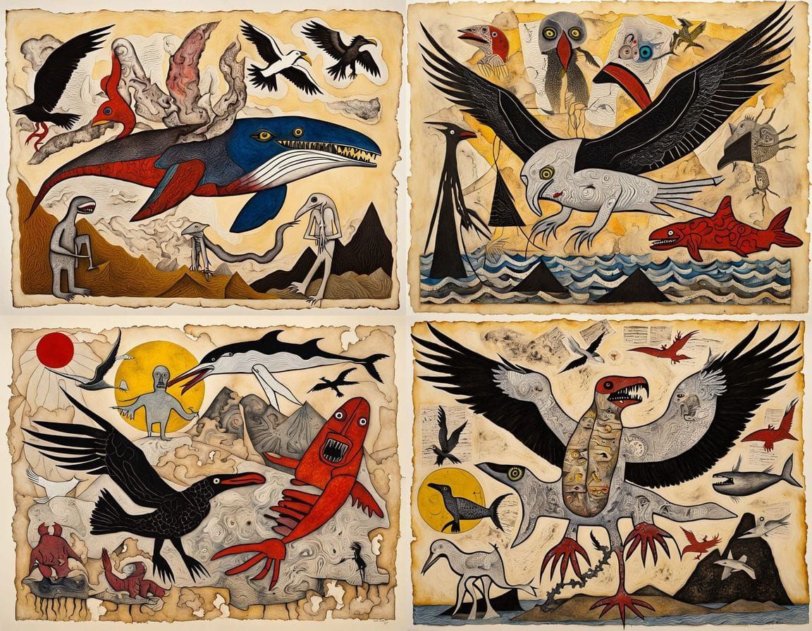 Horrific Mutant Creature Collage in Mixed Media