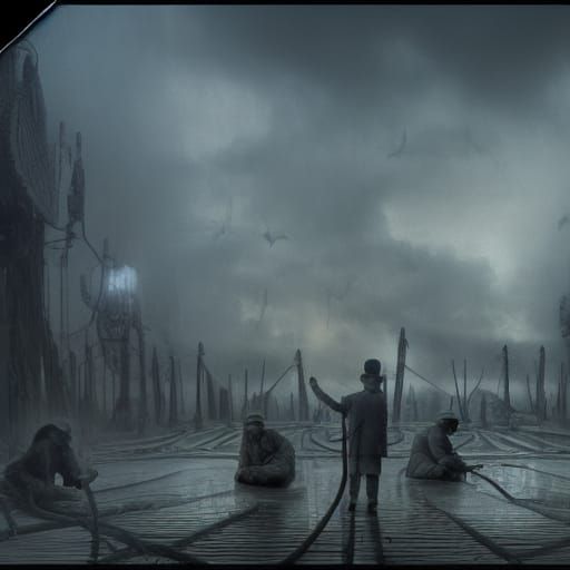 Epic Chain Gang Scene in Digital Matte Painting