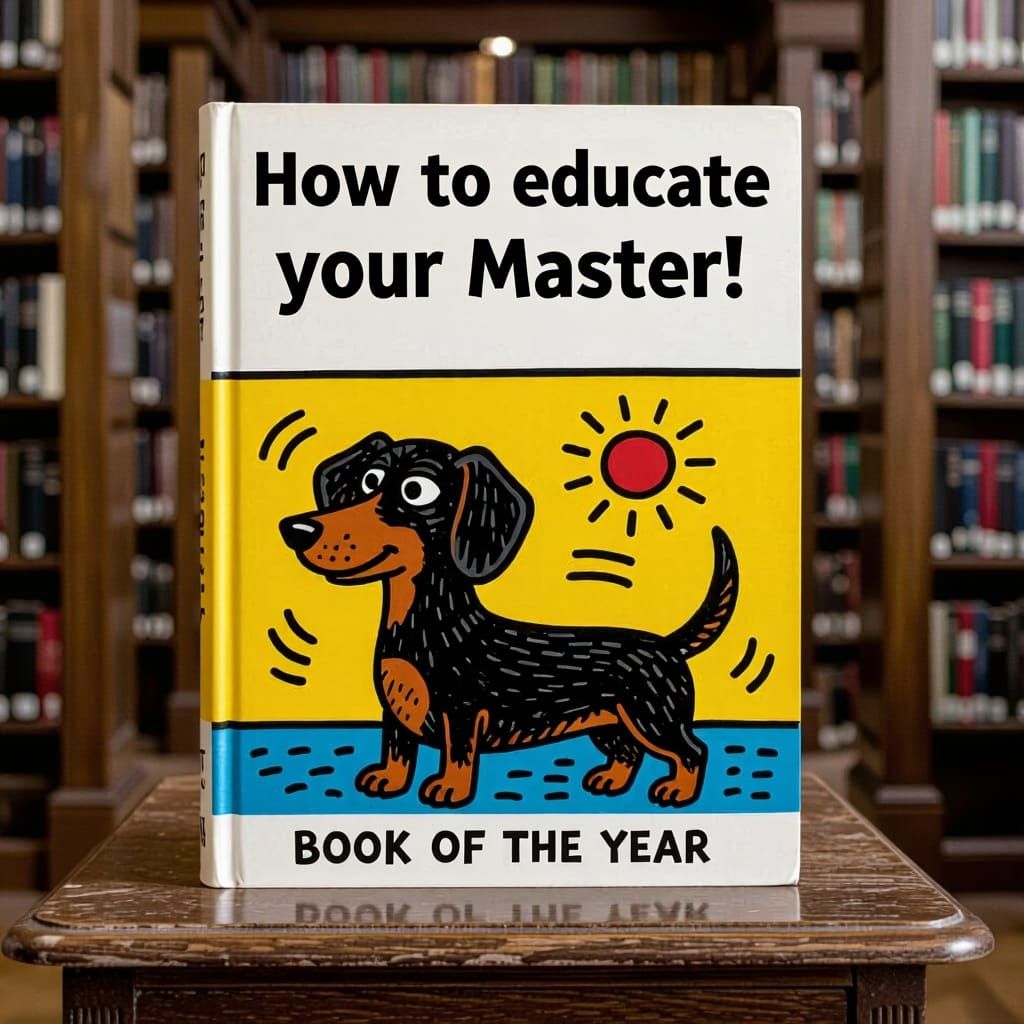 Pop Art Dachshund Book on Desk