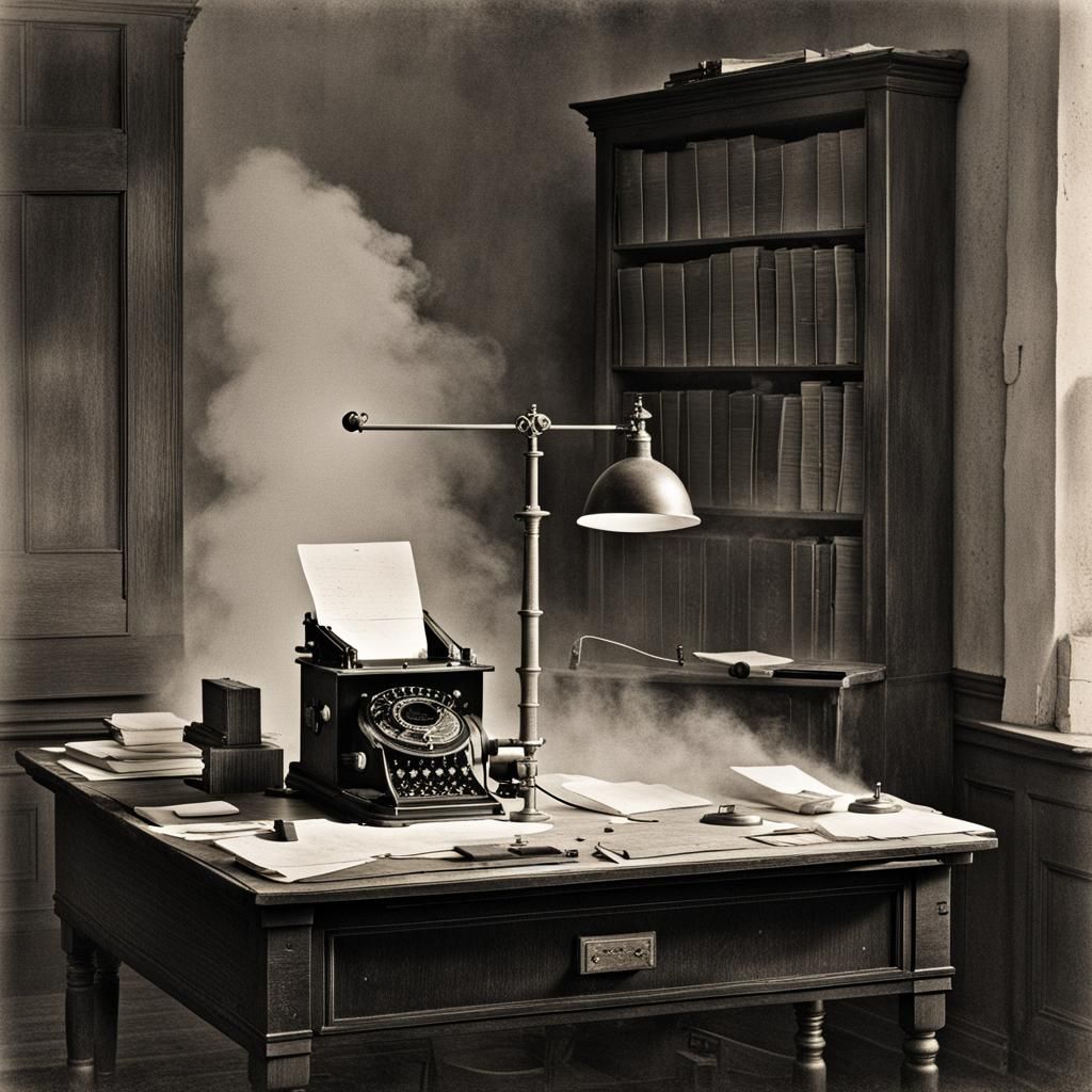 Dusty Telegraph on Desk: A Minimalist Scene