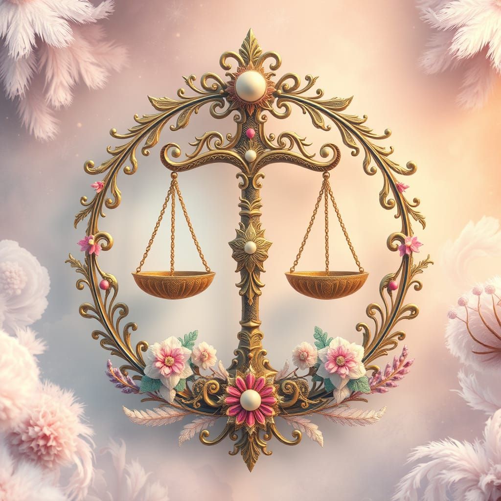Whimsical Libra Zodiac Symbol in Dreamlike Pastel Hues