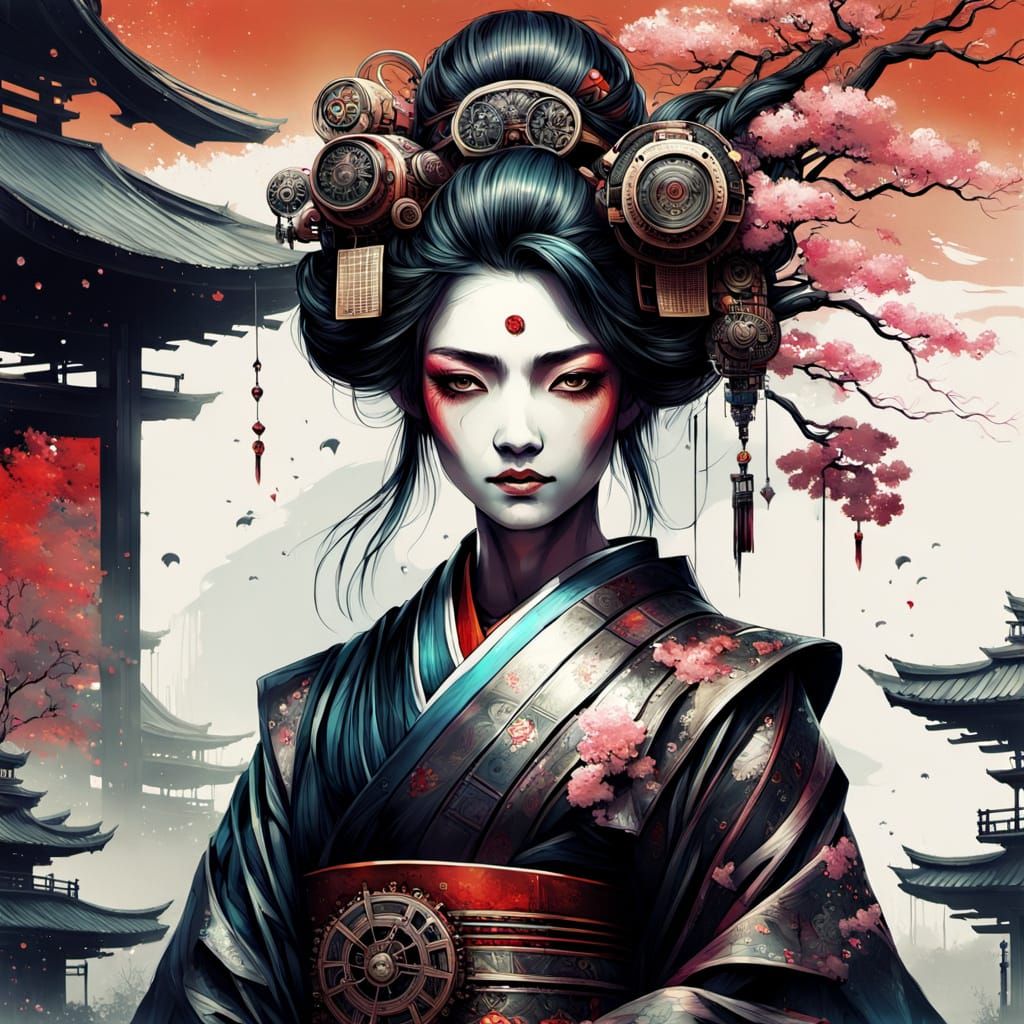 Steampunk Geisha in Crystal Bonsai Village