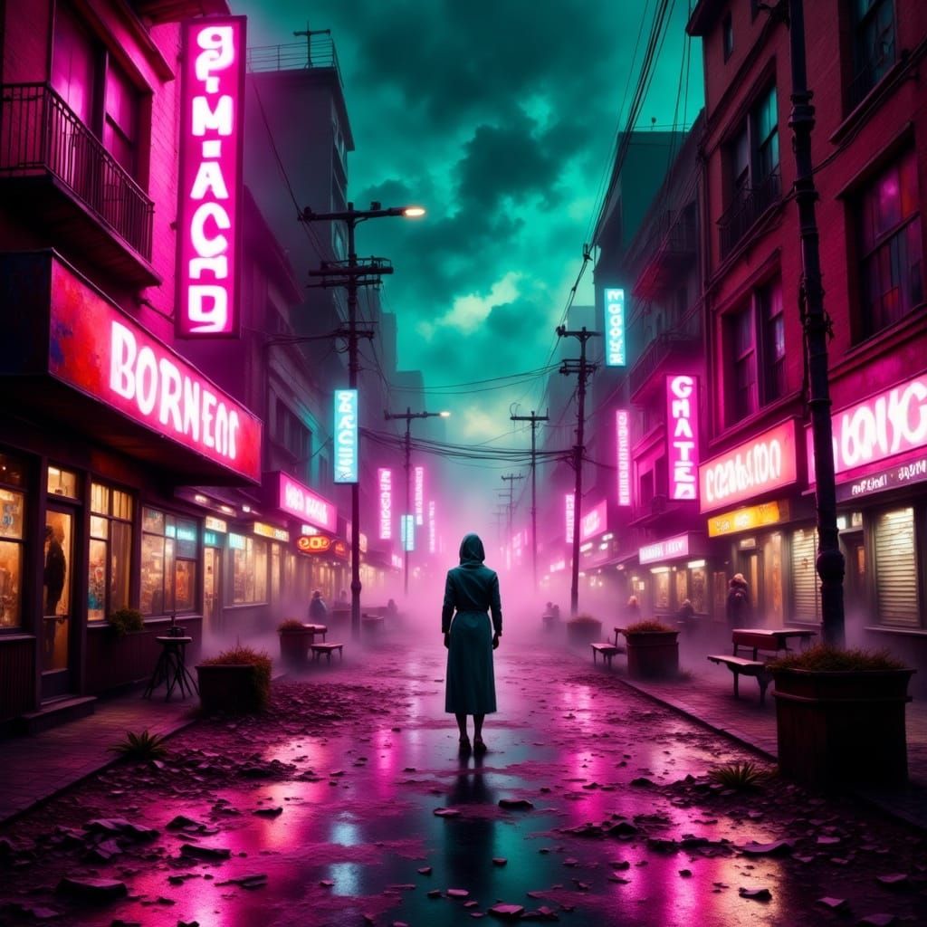 Cyberpunk Cityscape in Neon Hues