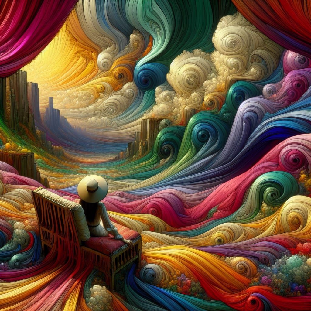 Surreal Fabric World in Neo-Impressionistic Style
