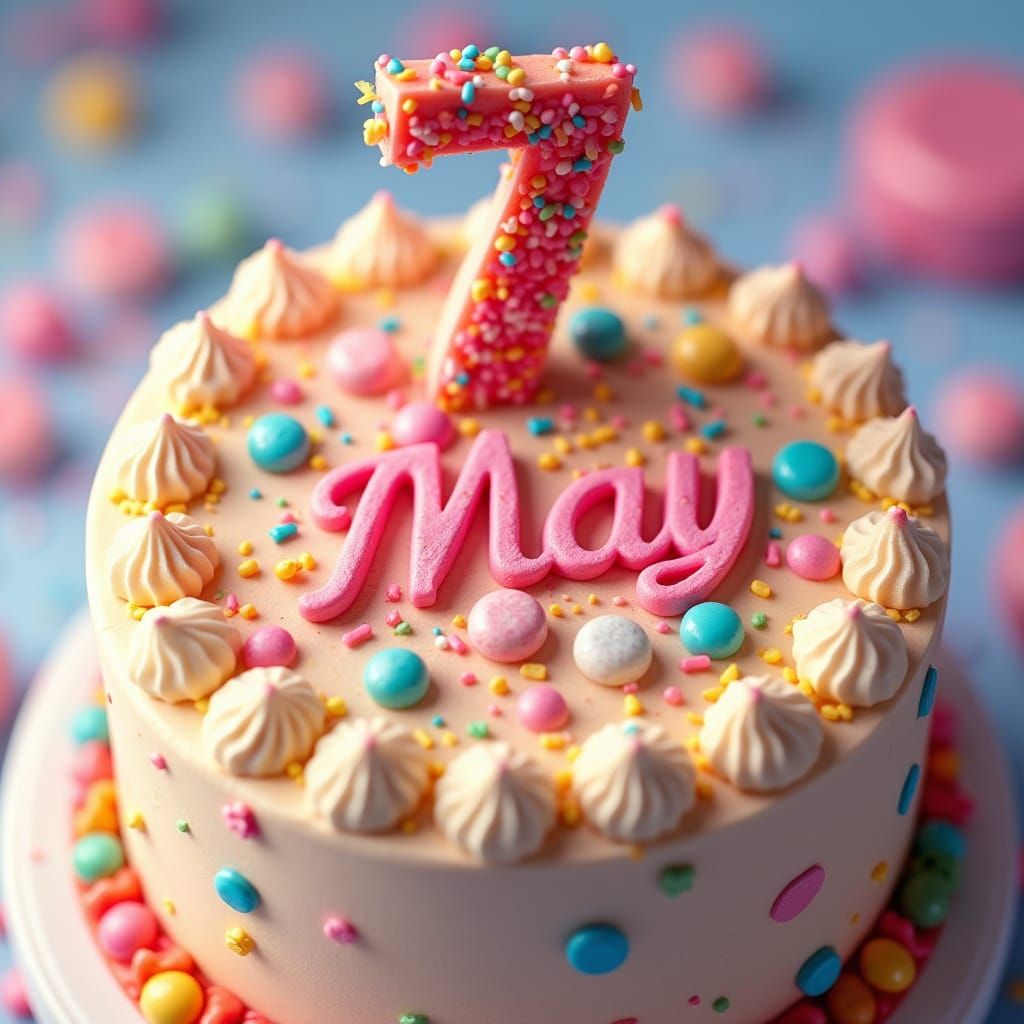 Birthday Cake in Vibrant Digital Art Style