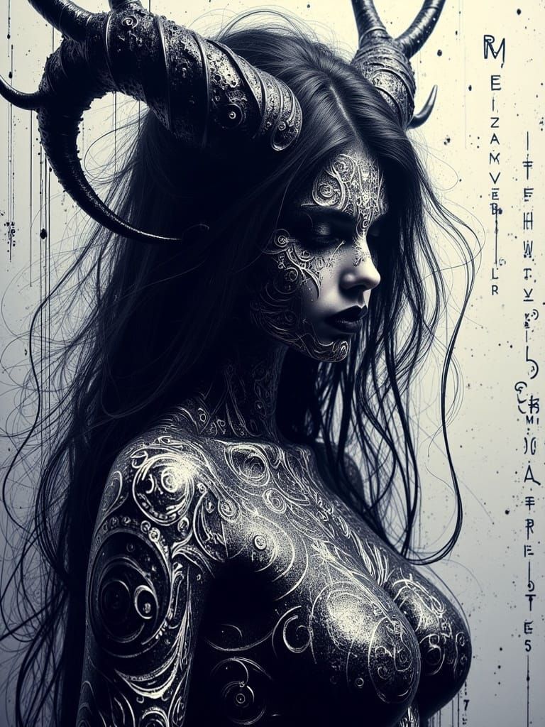 Glowing Runes Adorn the Face of a Norse Goddess in Vibrant G...