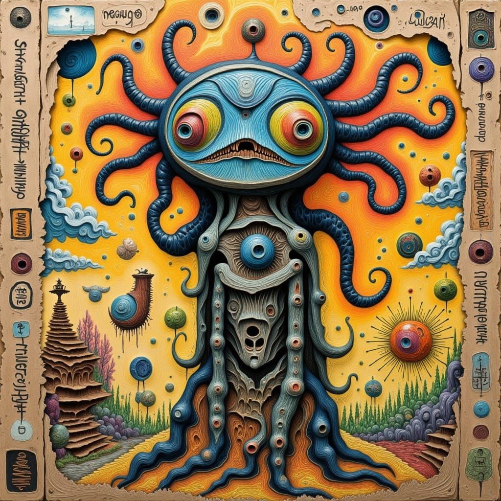 Surreal Creature in Expressive, Outsider Art Style