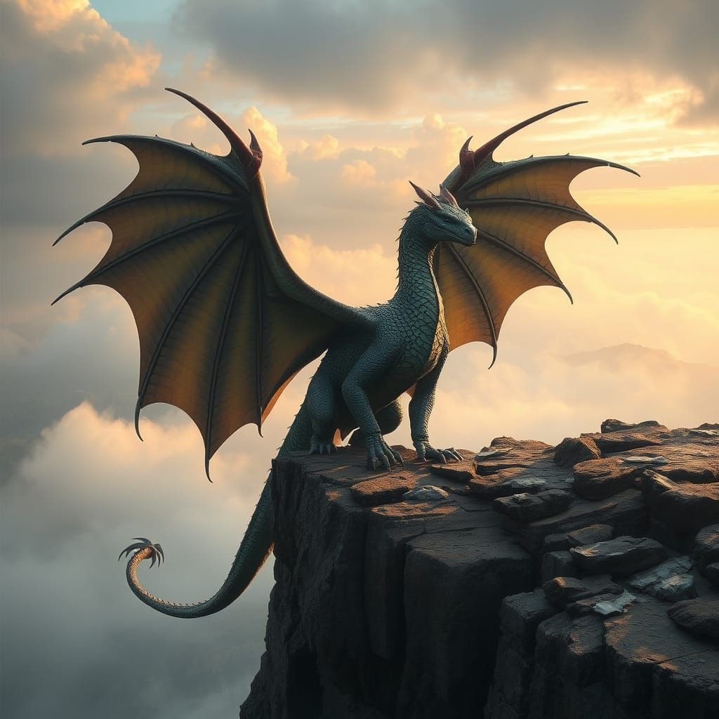 Majestic Jade Dragon Surveys Epic Fantasy Landscape