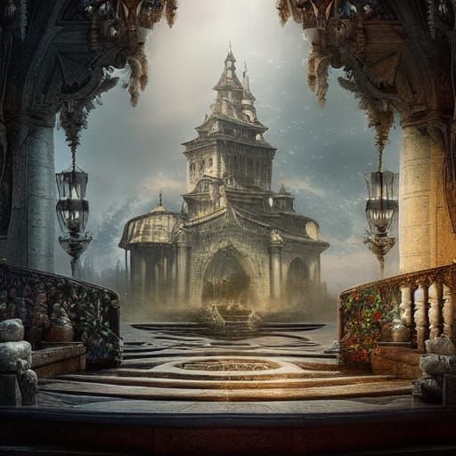 Dramatic Wishing Well Digital Matte Painting