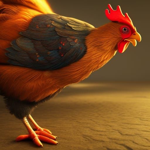 Cartoon Chicken Doing a Crazy Dance