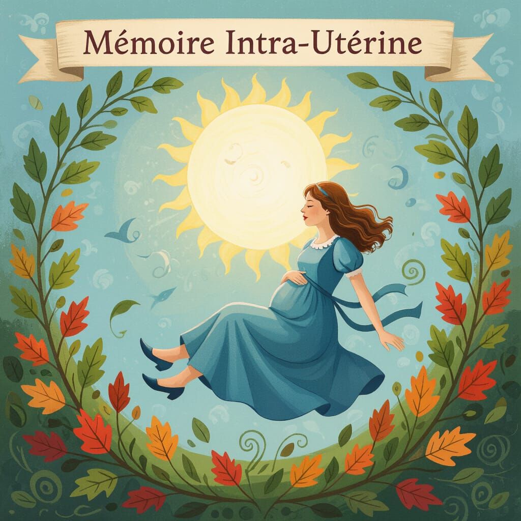 Intrauterine Memory Oracle Card in Surreal Style