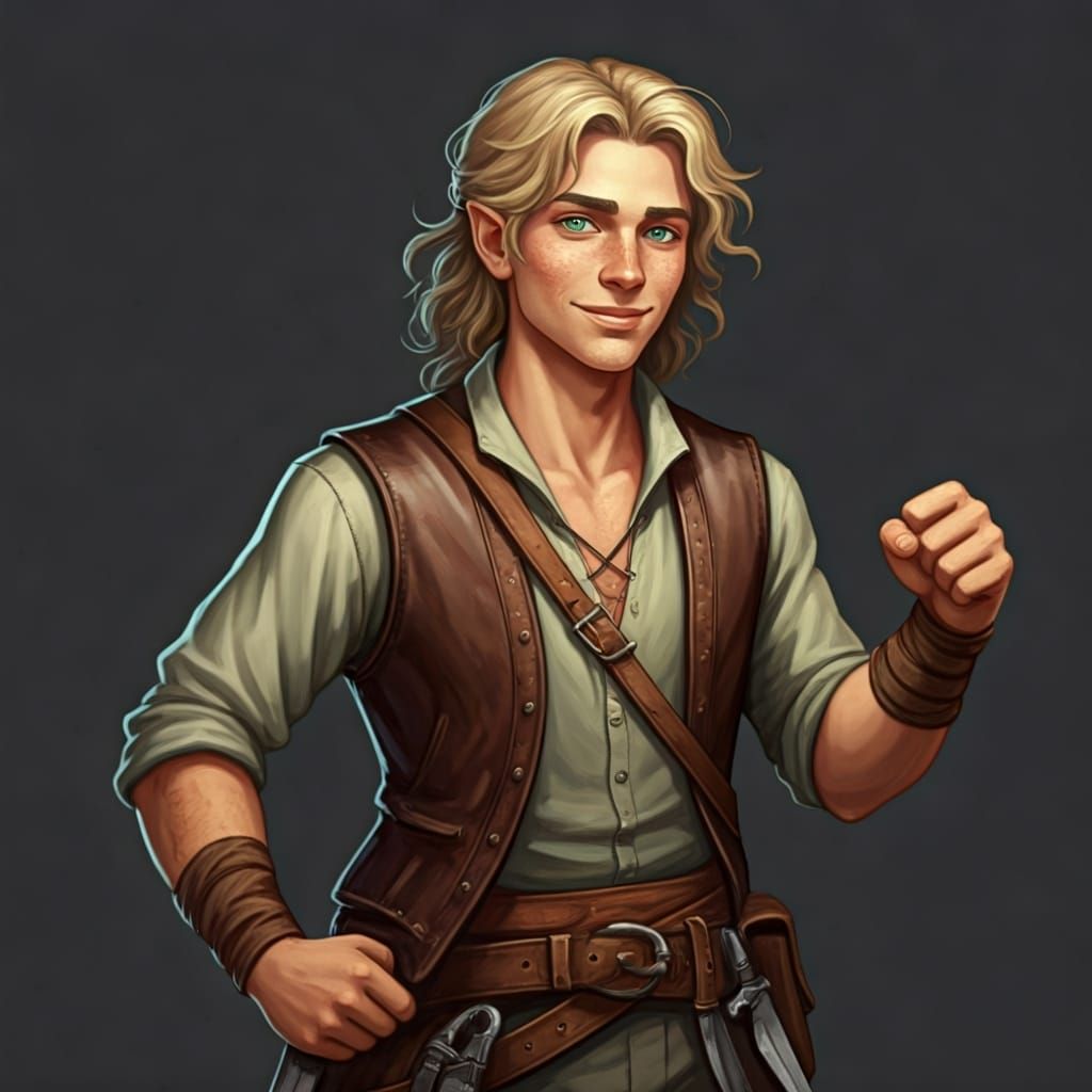 Charming Rogue with Hidden Knives: Illustrative Art