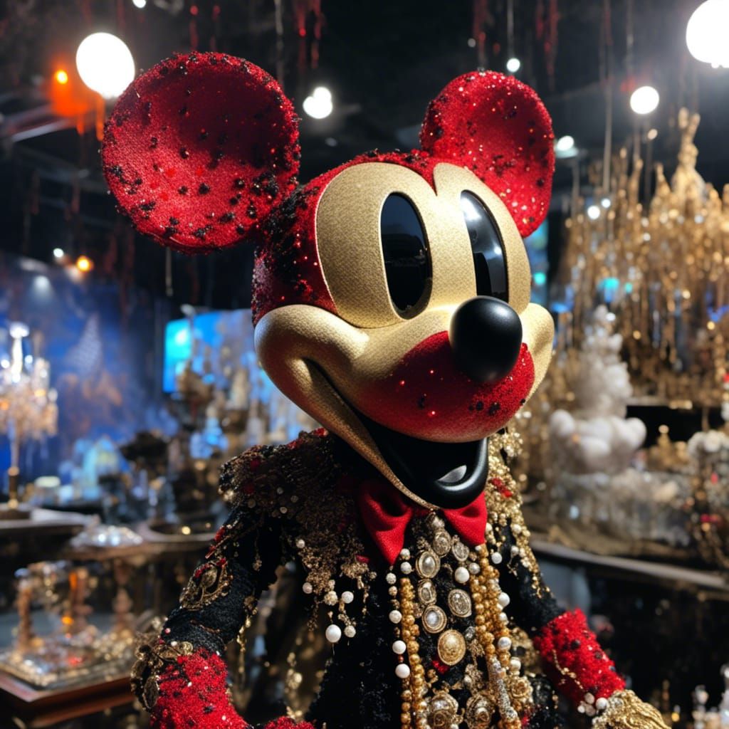 Voodoo Mickey Mouse Close-Up: Photorealistic Cinematic Portr...