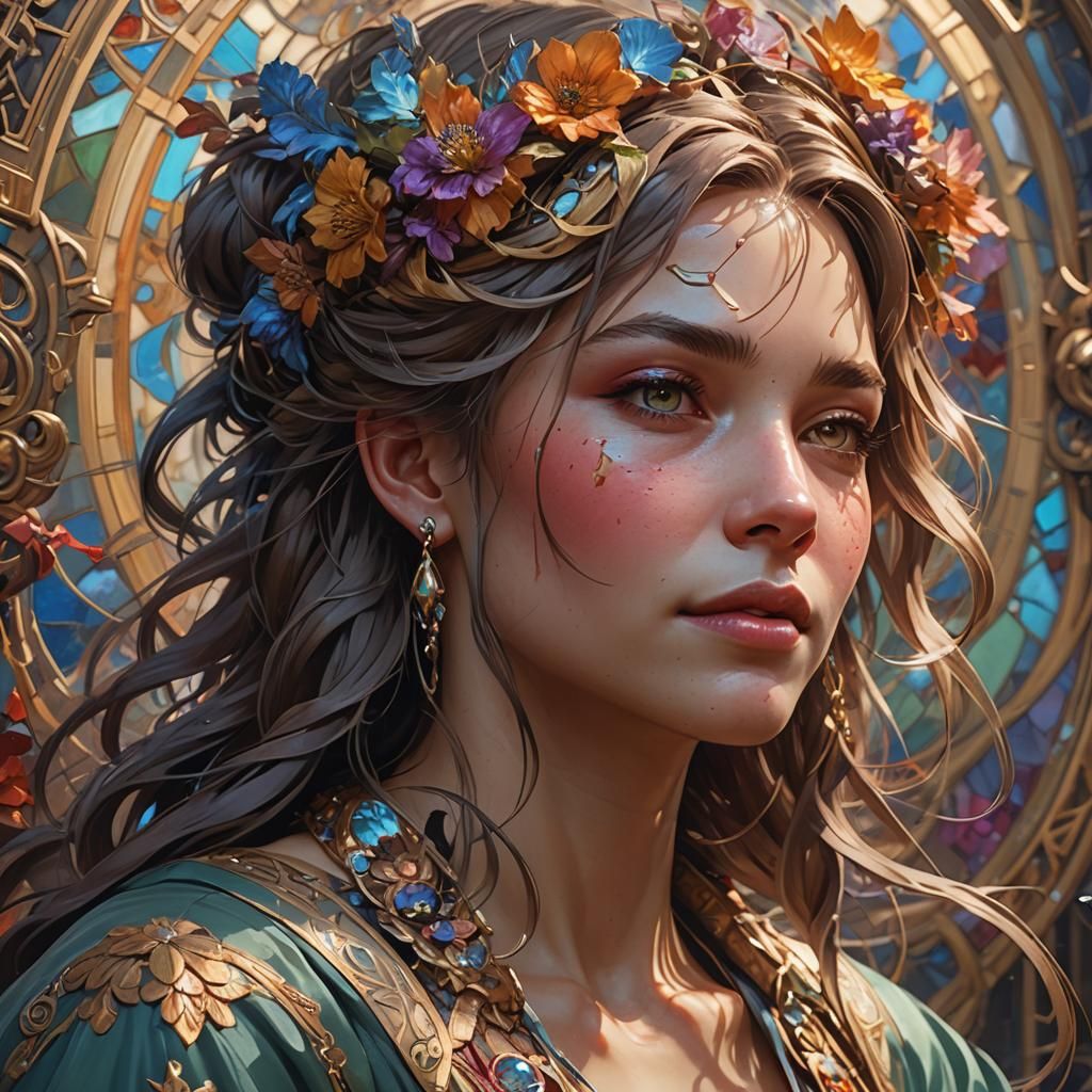 Sorrow Meets Laughter: Hyperdetailed Concept Art Portrait