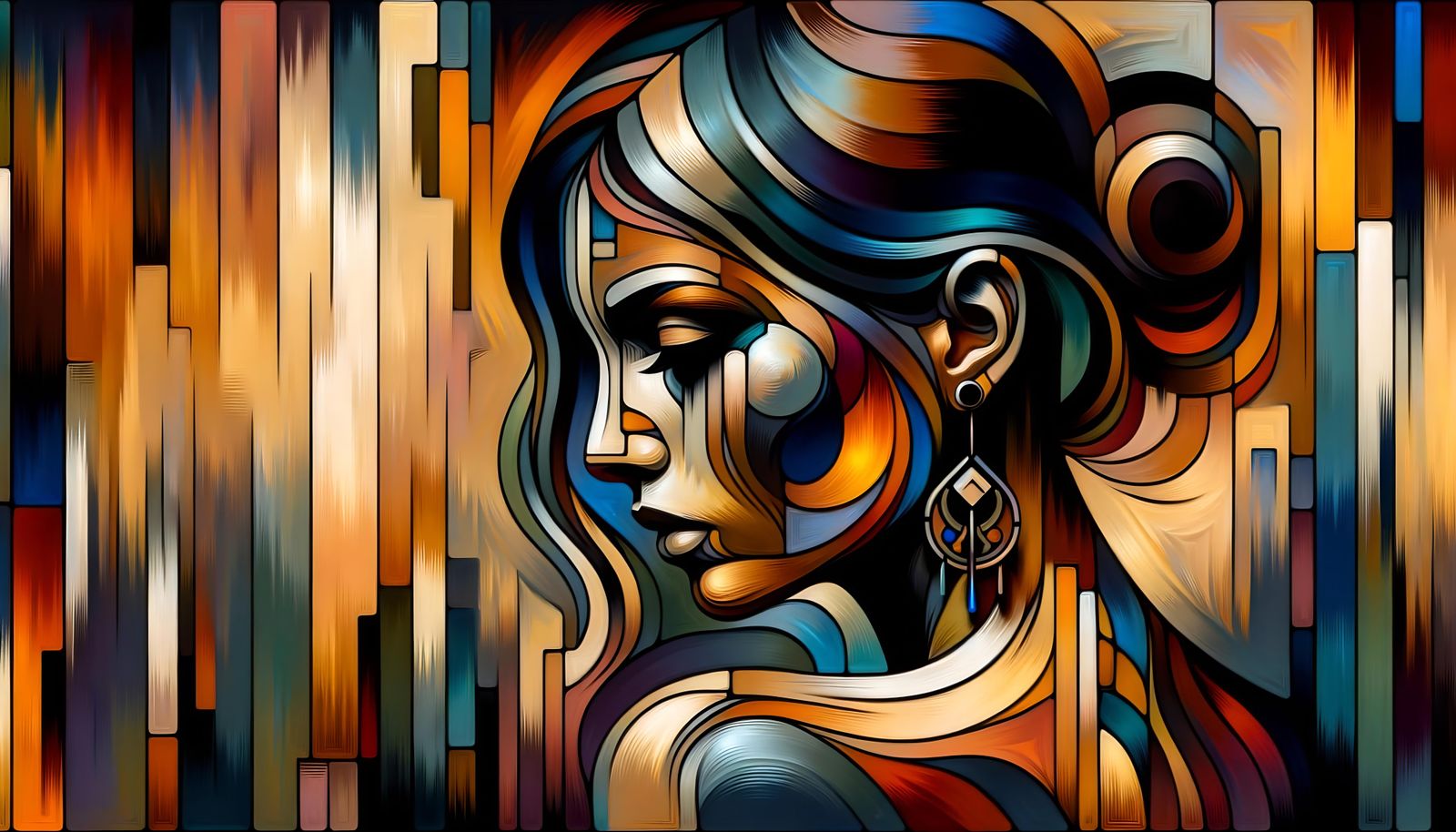 Elegant Woman in Abstract Refractive Style