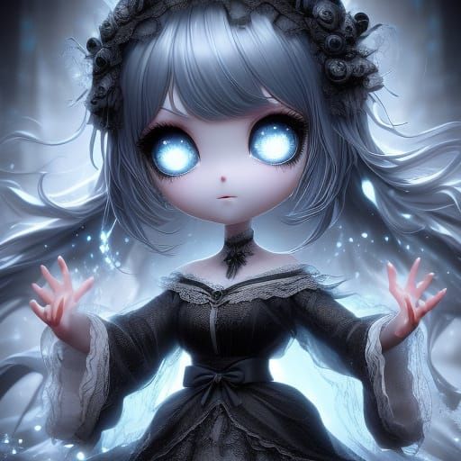 Ethereal Gothic Goddess Radiates Starlight