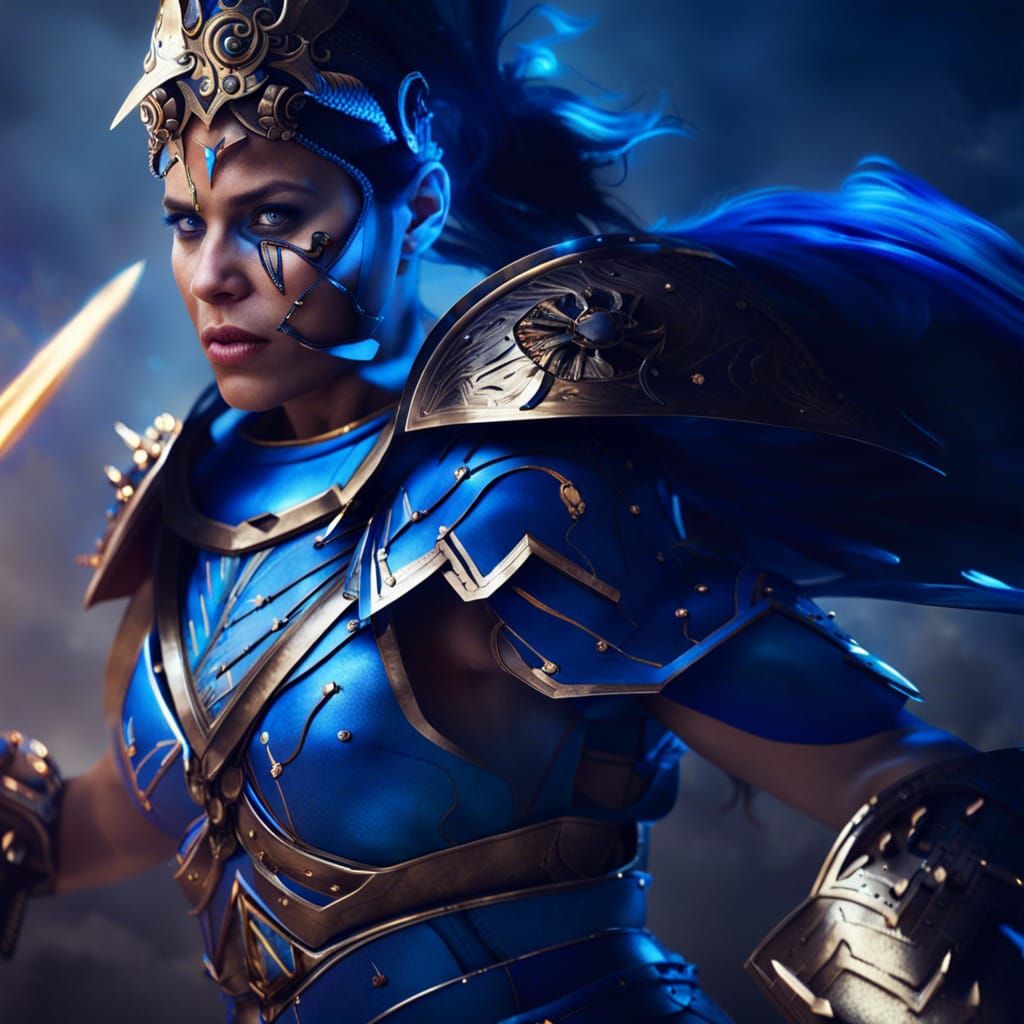 Female Gladiator with Lightning Sword, Detailed Matte Painti...