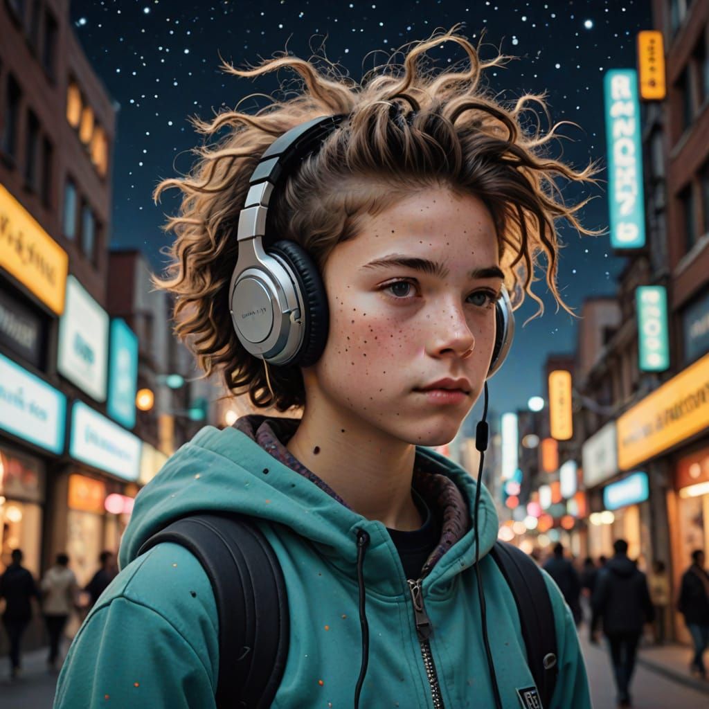 Child with Architectural Hairstyle and Cosmic Freckles