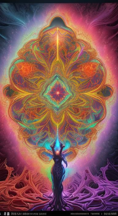 Radiant Fractal Art in Psychedelic Style