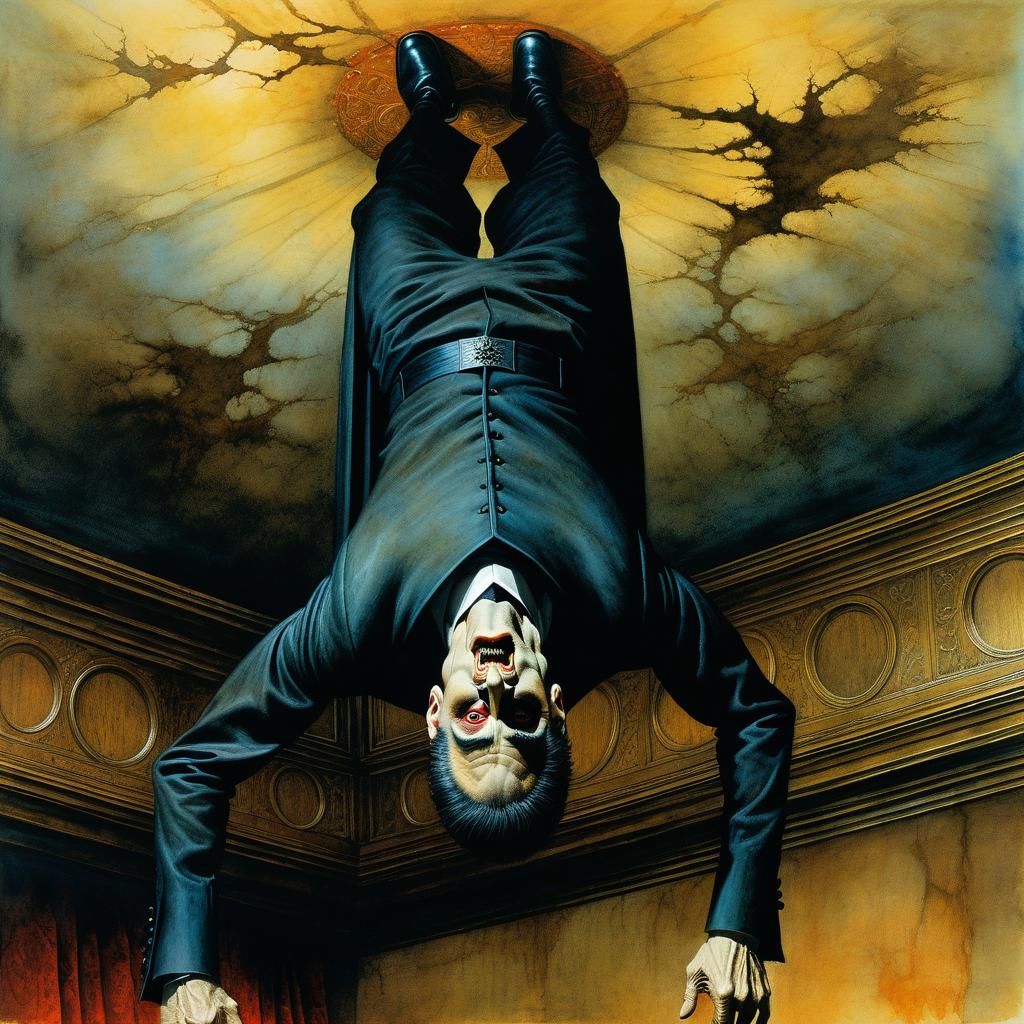 Gothic Dracula Portrait in Watercolour and Ink