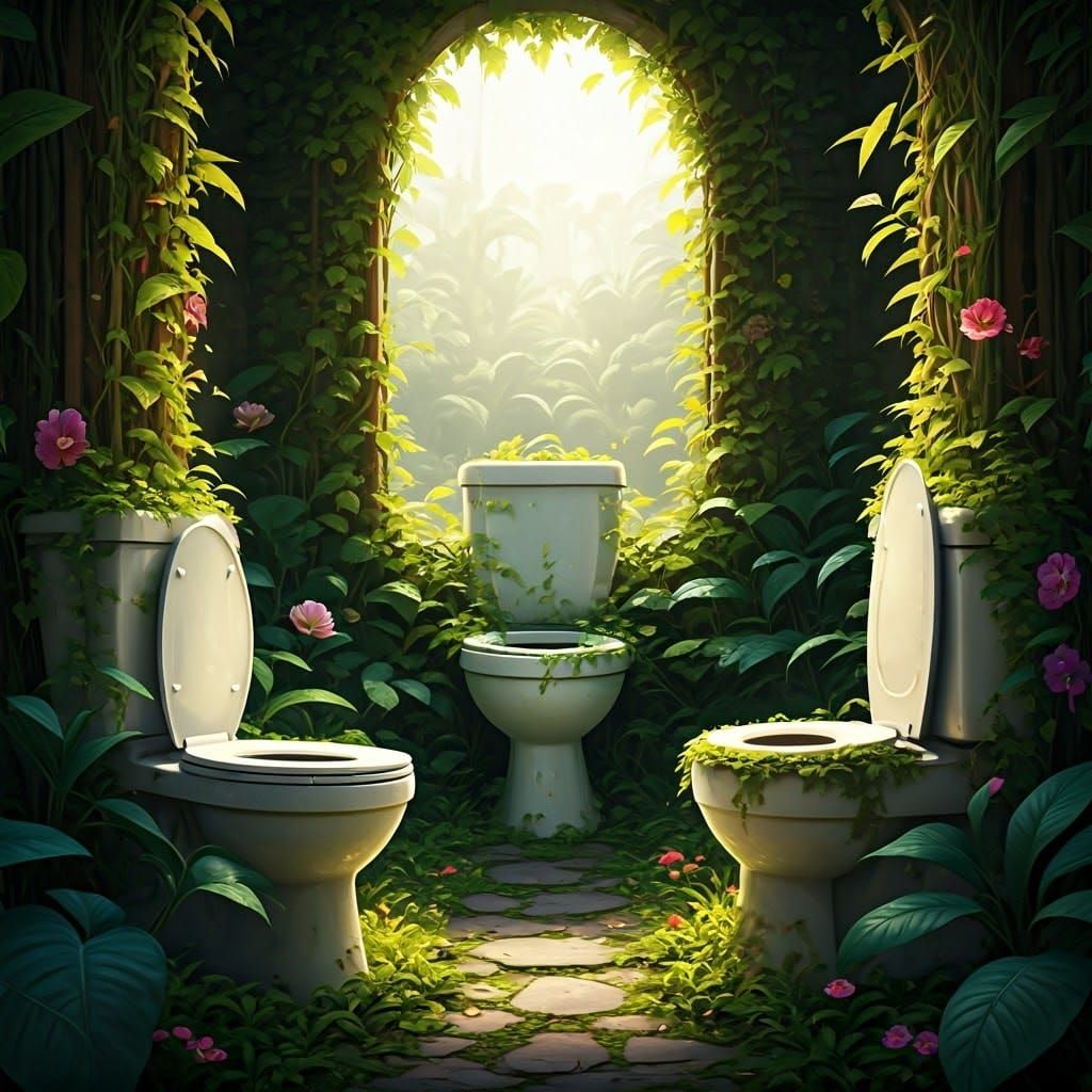 Whimsical Toilet Garden Managed by McDonald's Staff