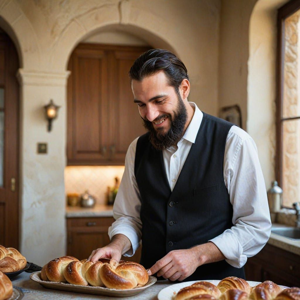 Warm Moment of Challah Baking for Holy Shabbat