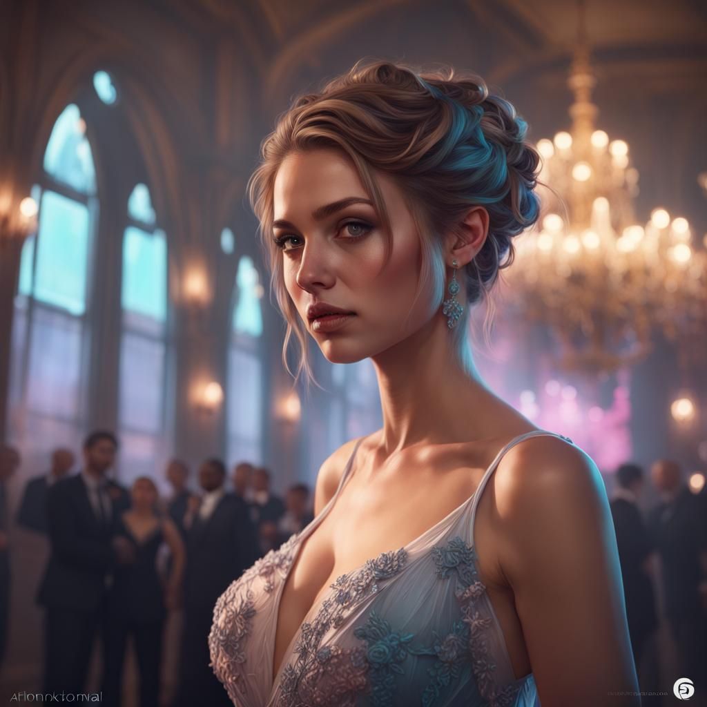 Prom Night Portrait in Hyperdetailed Splash Art Style