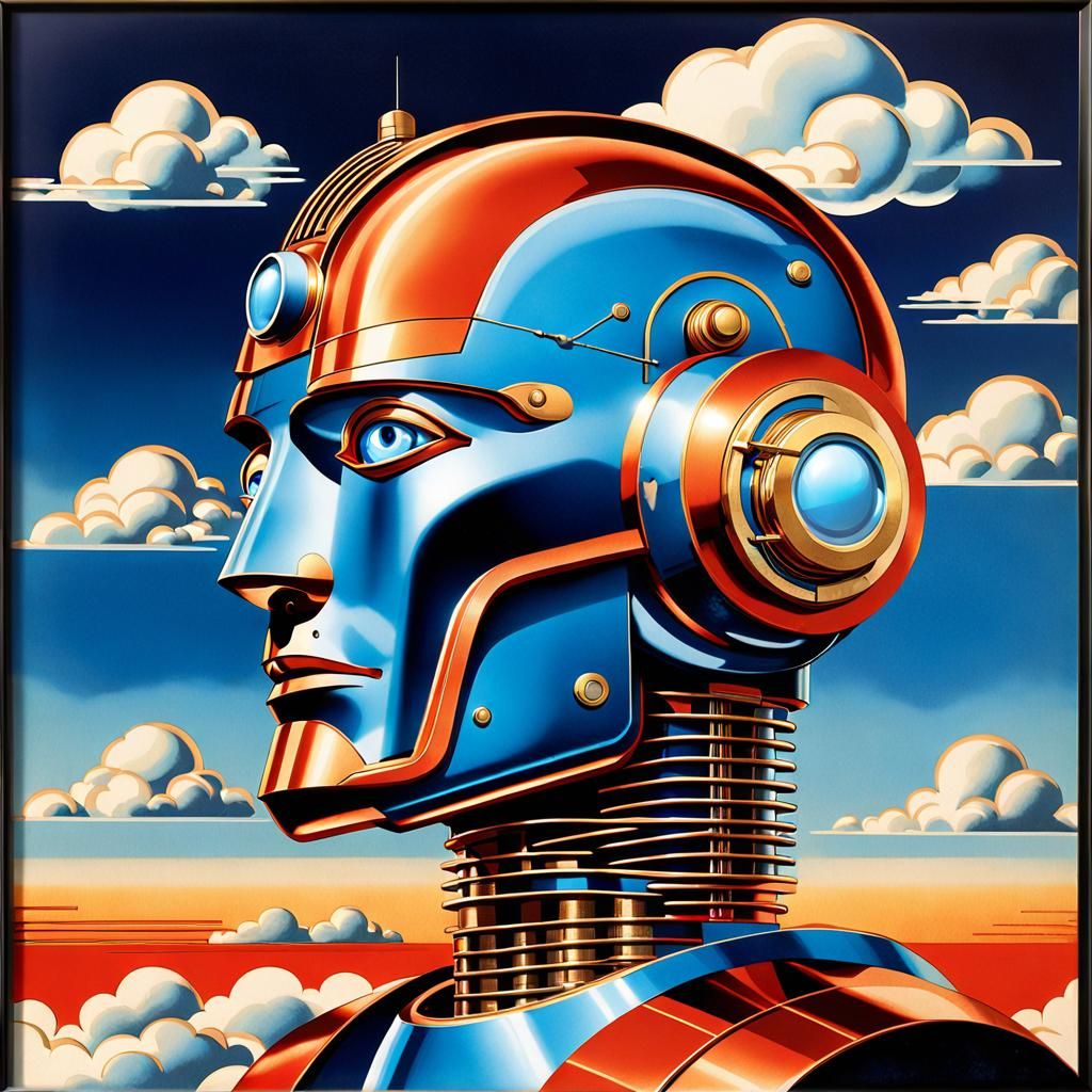 Art Deco Cyborg Robot Man in 1930s Style