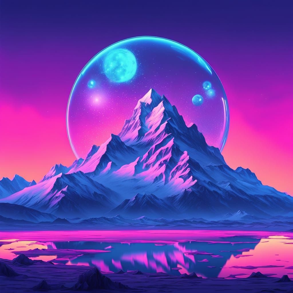 Retro Future Masterpiece in Neon Synthwave Style