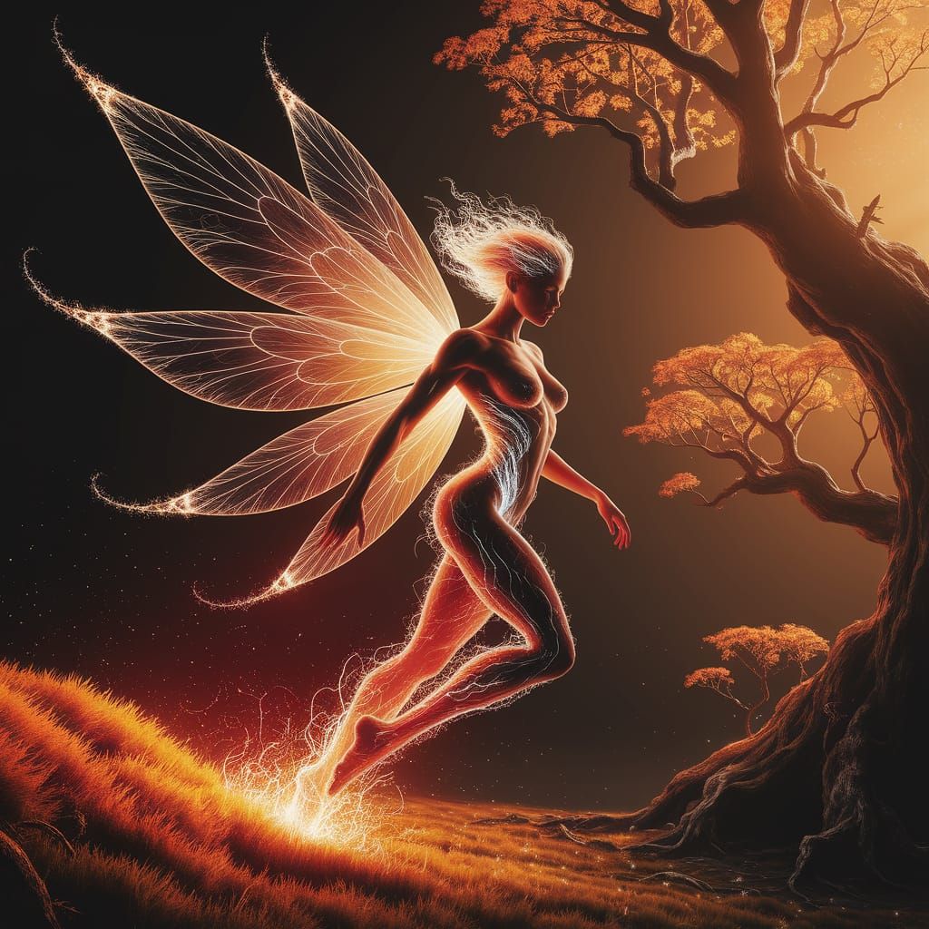 Plasma Fairy in Bioluminescent Forest