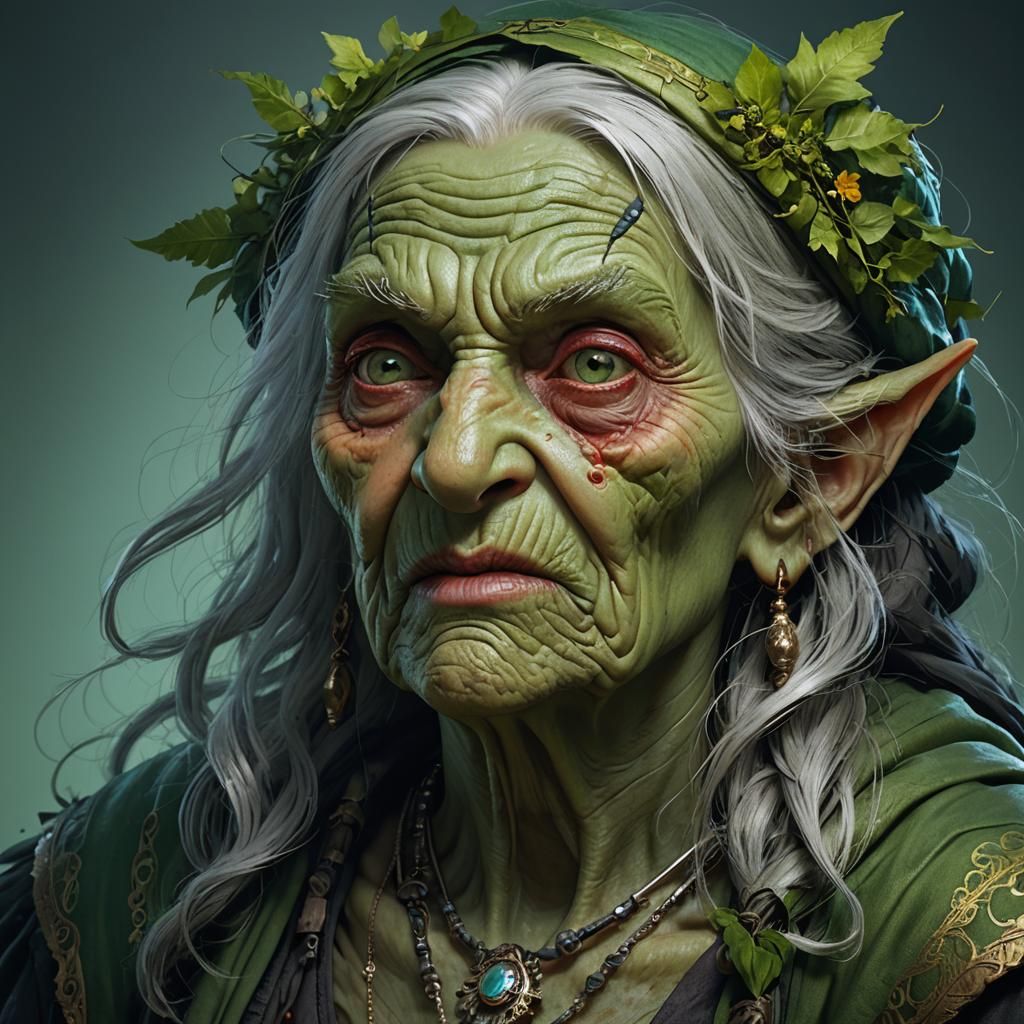 Baba Yaga Portrait in Hyperdetailed Digital Art