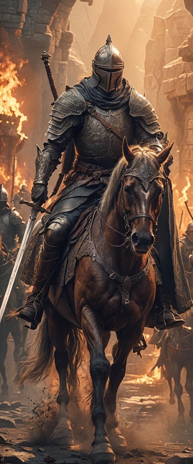 Hyperrealistic Knight Horseman in RPG Style