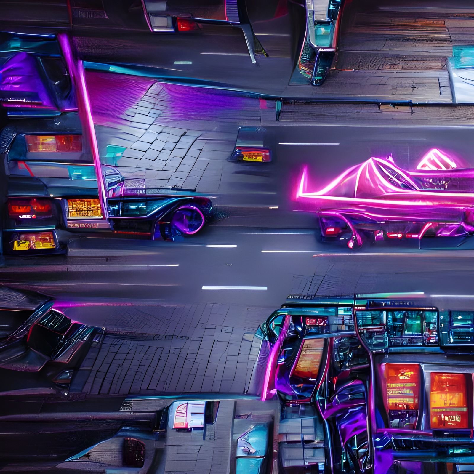 Synthwave Car in Neon City, 8k Resolution
