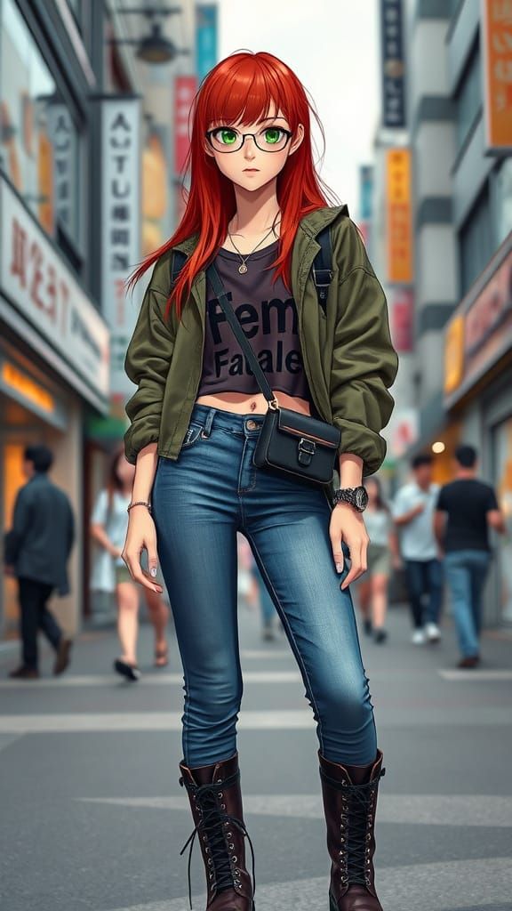 Hyperrealistic Japanese Fashion Model in Shibuya