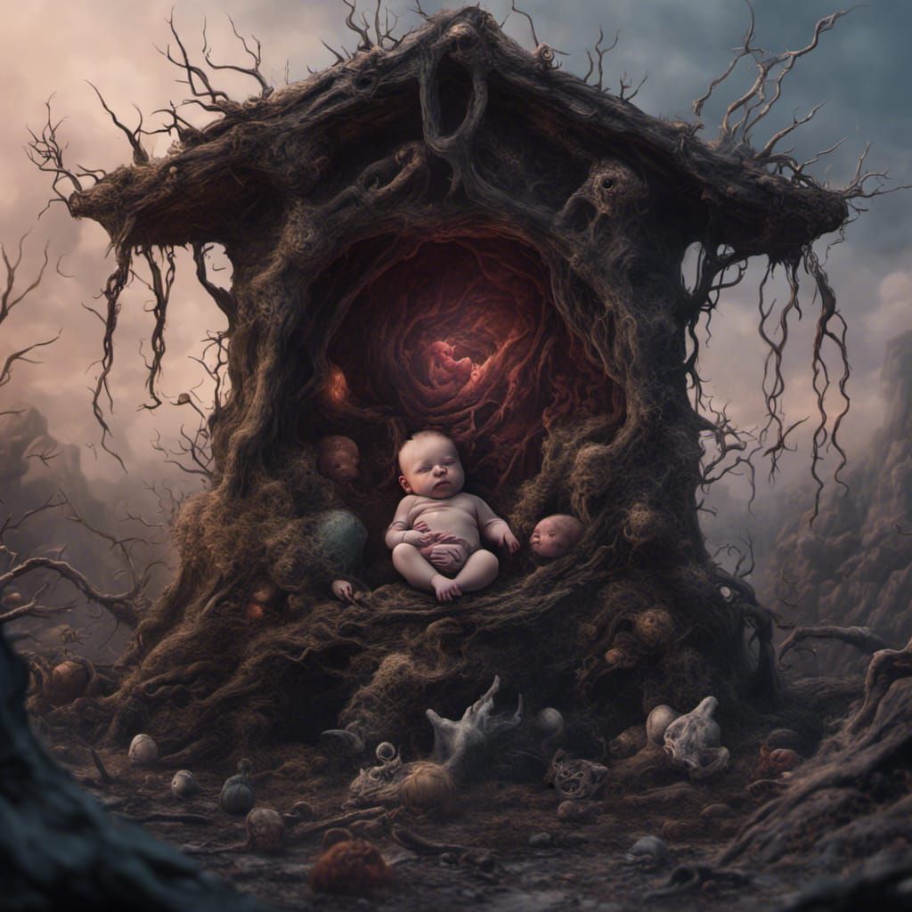 Creepy Newborn: Detailed Matte Painting