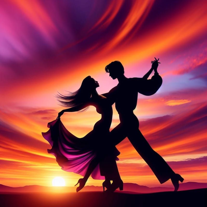 Romantic Sunset Dance Couple