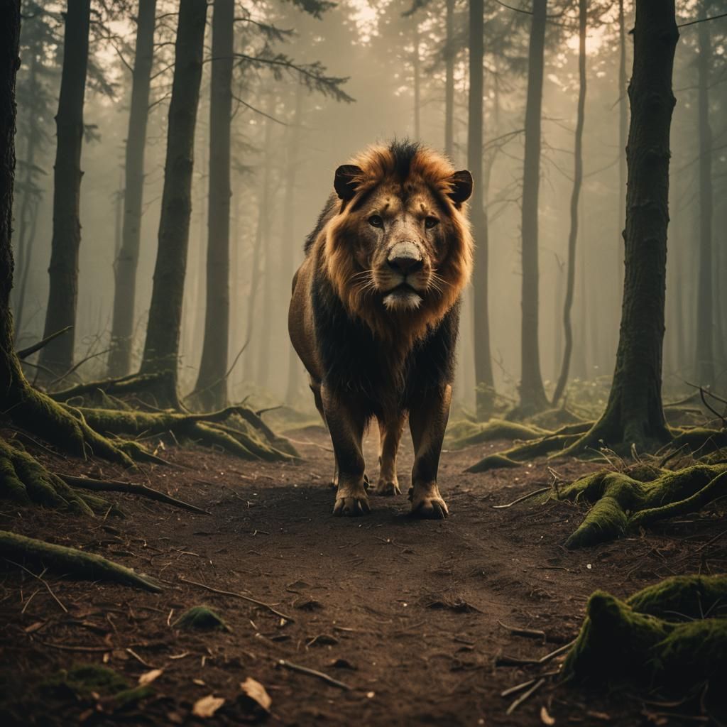Misty Forest Creature: Pig-Lion in German Expressionism