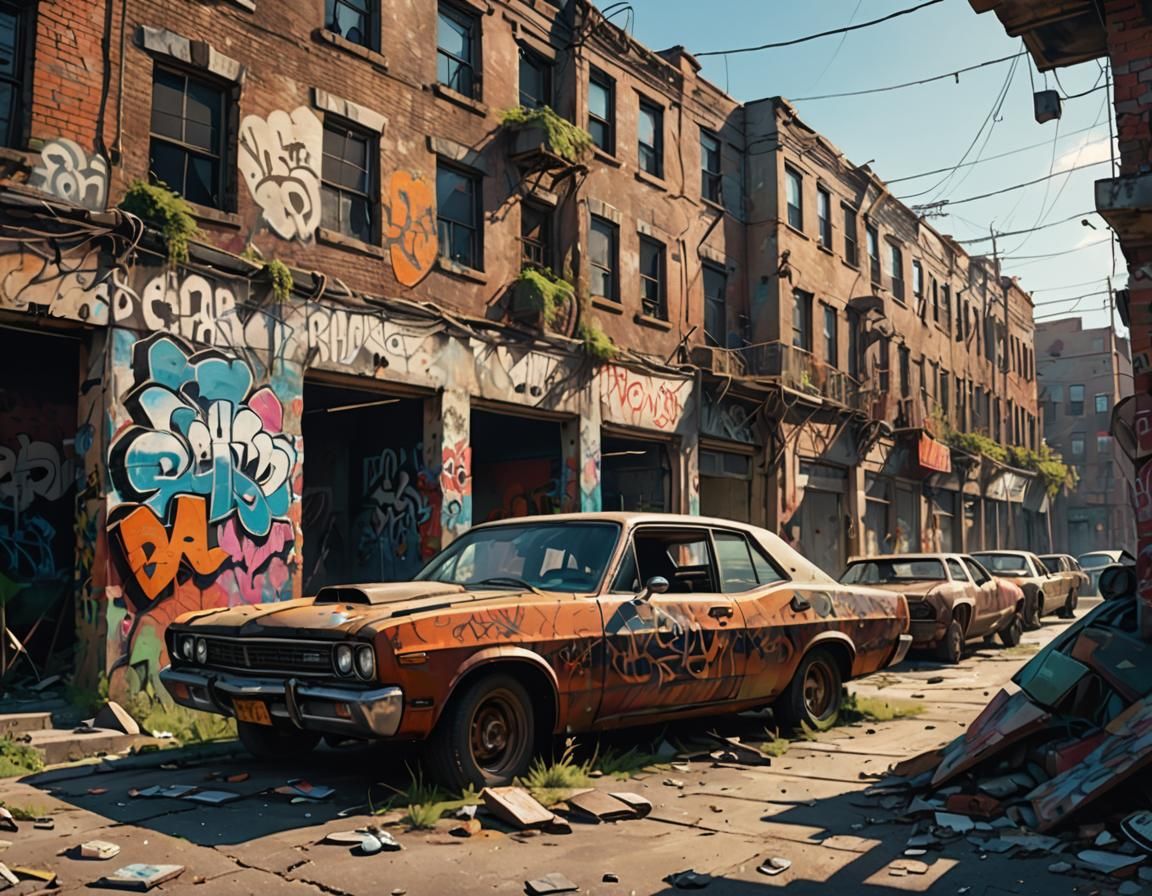 Decaying Urban Street: Gritty Digital Matte Painting