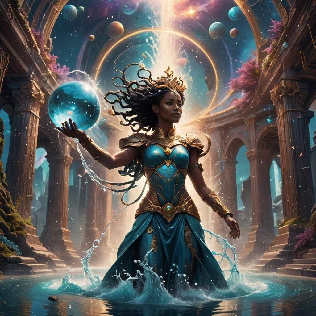 Aquarius Water Carrier in Detailed Fantasy Art