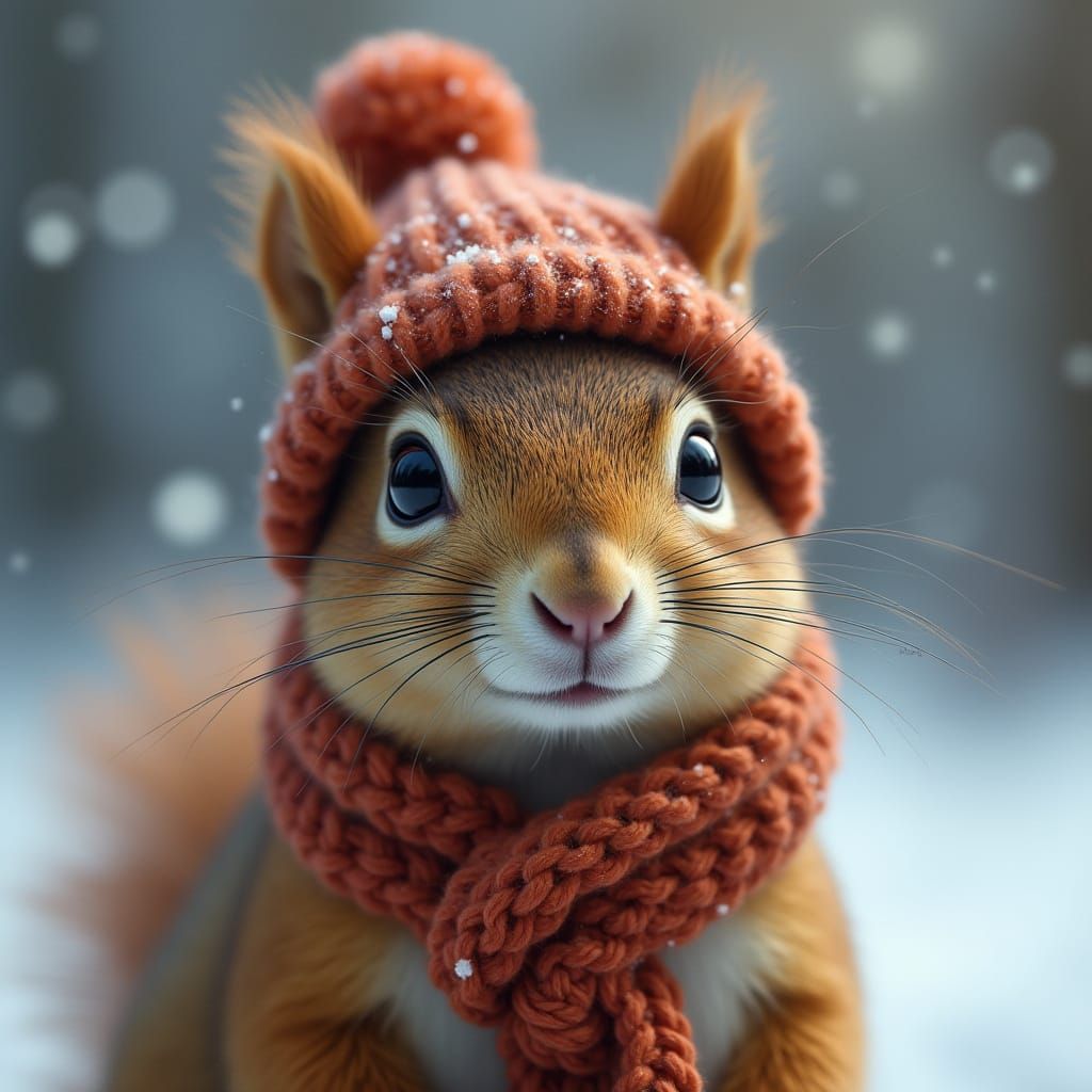 Squirrel in Winter Chic Attire