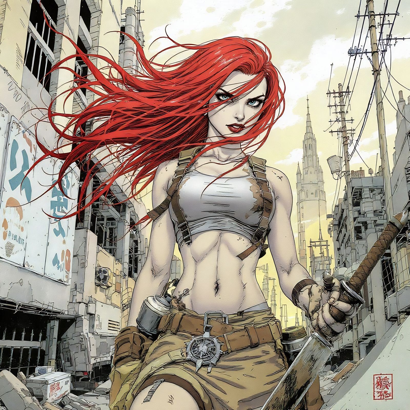 STYLE: "In style of Moebius + Bill Sienkiewicz