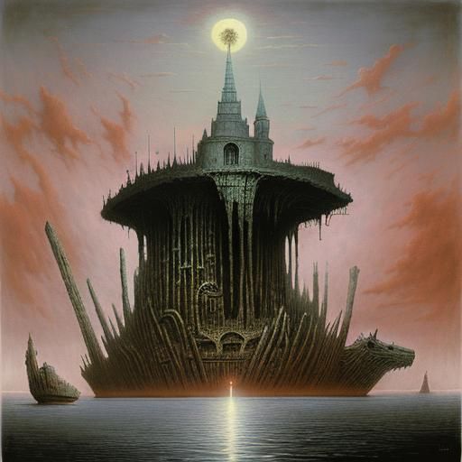 Dystopian Landscape in Style of Beksiński