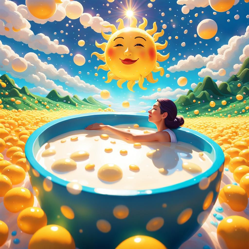 Dreamy Pixel Art: Lady in Milk Sea