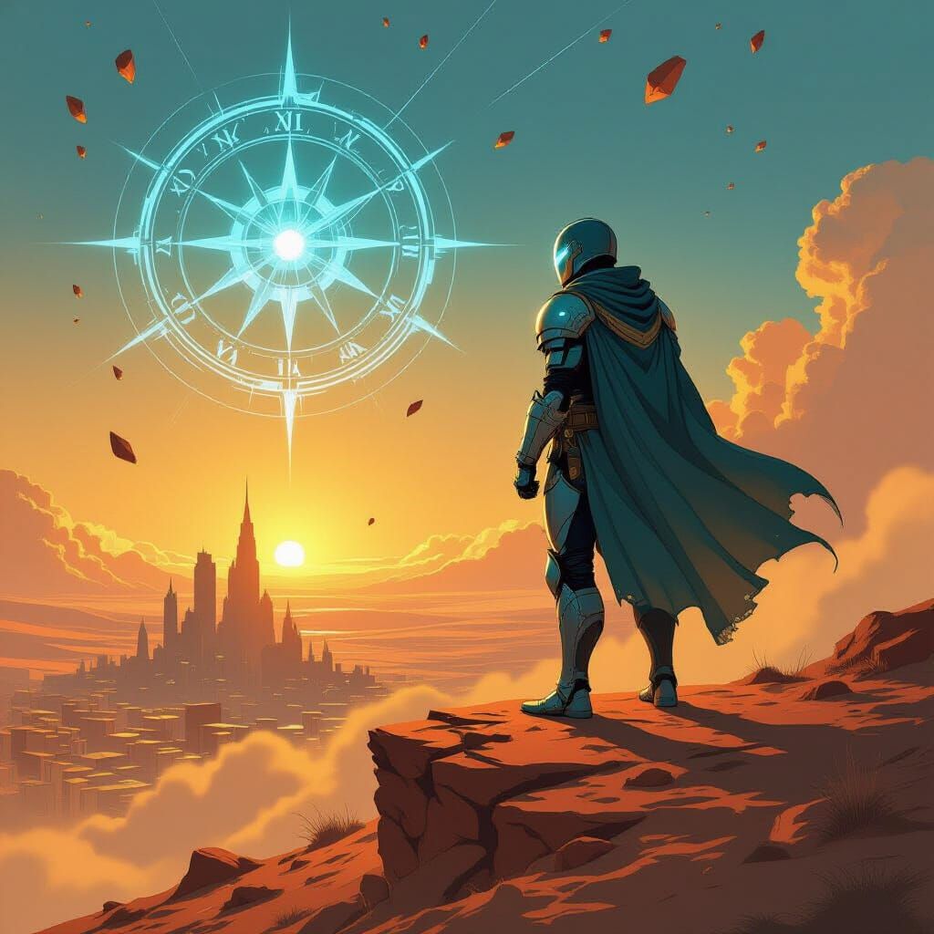 Chrono Warden Guardian of Mars Cycles in Illustration Style