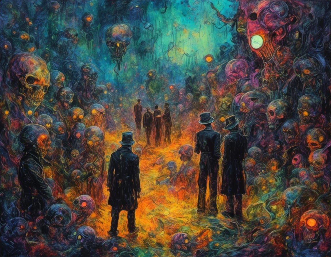 Watchers Observing the Watched: Expressionist Oil Painting