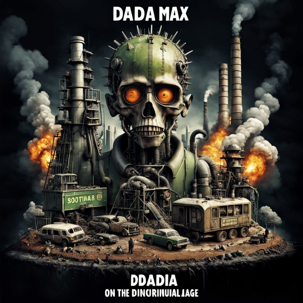 Dystopian Vision: Industrial Age Collapse in Surreal Style