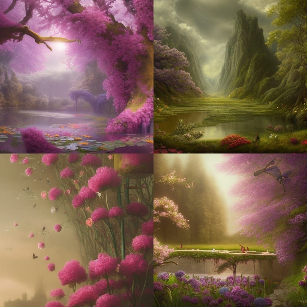 Fantastical Spring Bloom: Detailed Matte Painting