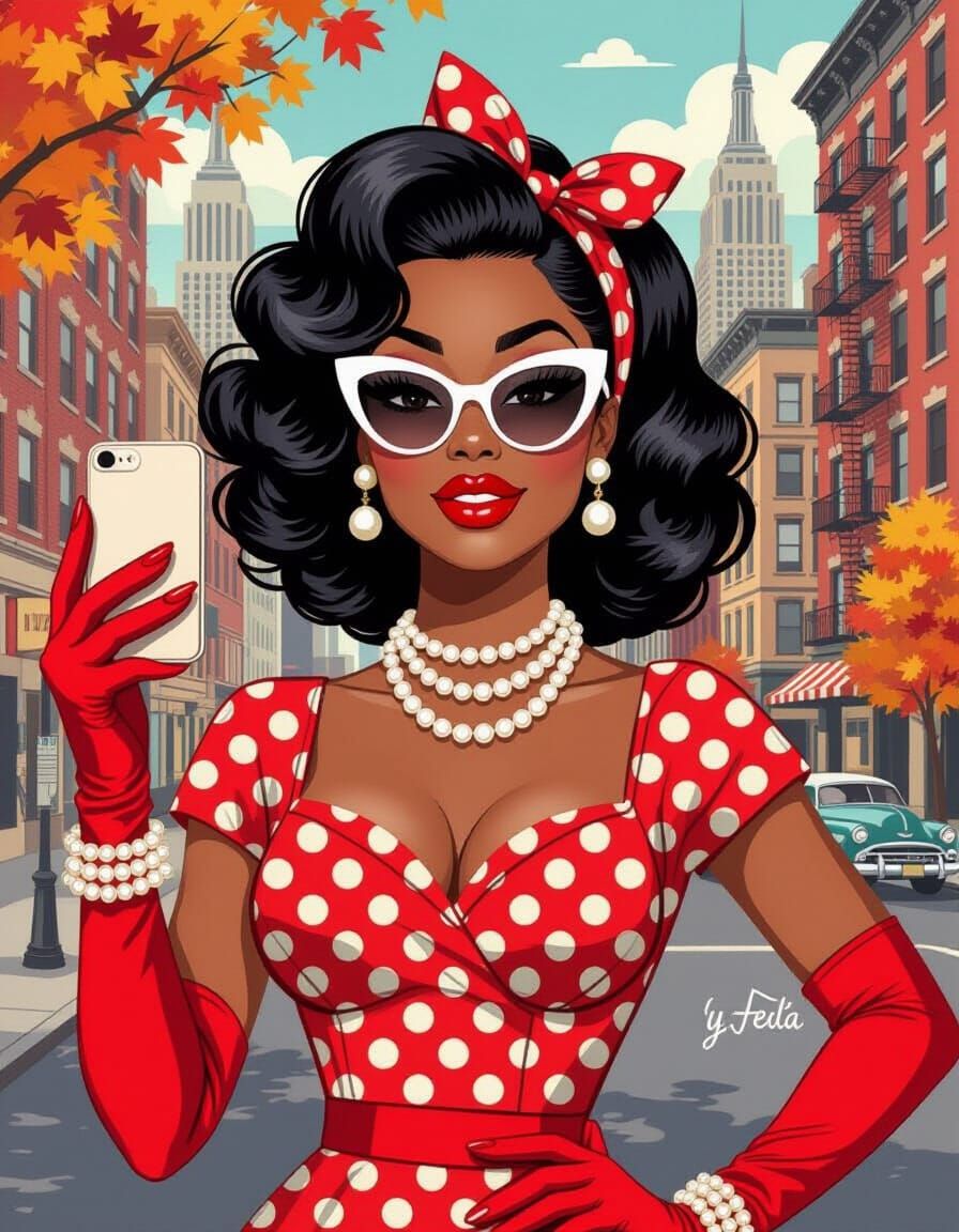 Glamorous 1950s Woman in Retro Pop Art Style